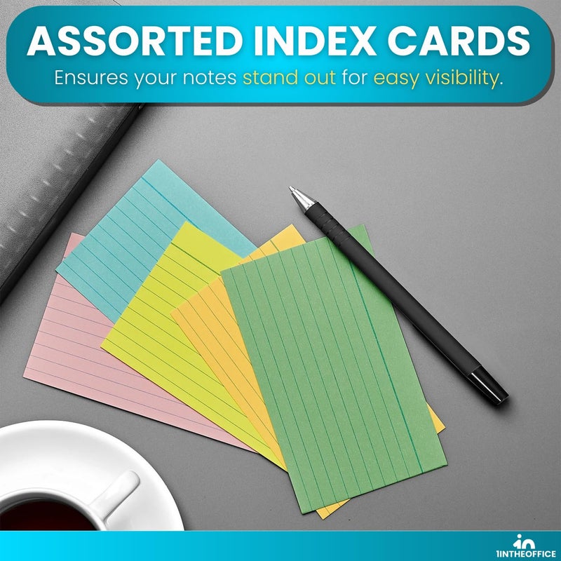 1InTheOffice Index Cards 3 x 5 Ruled Pastel Colored, Assorted 300/Pack - Image 4